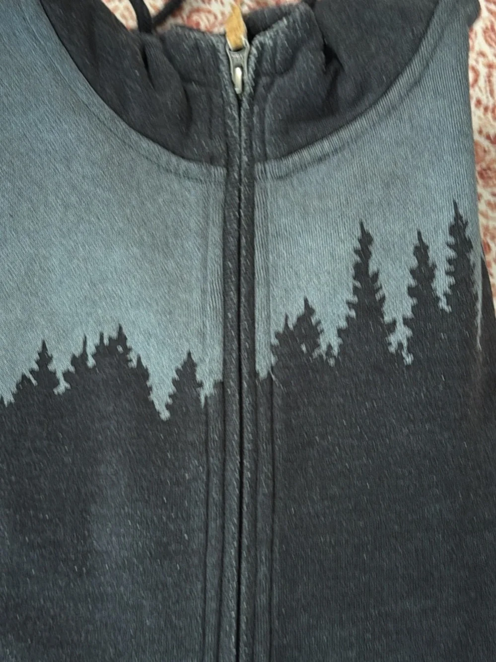 Men's Dark Gray Tree-Graphic Full-Zip Sweater